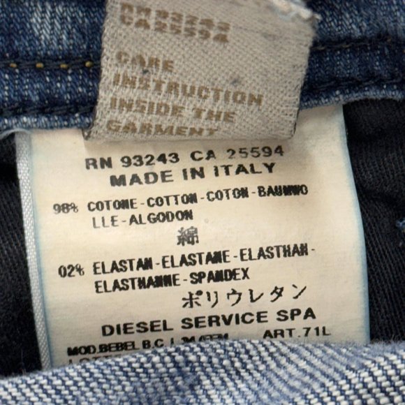 Diesel Bebel B.C Men's Denim Jeans Blue - Size W29 x L34 - Picture 7 of 7